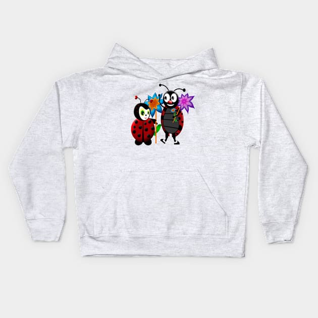 Him & Her ladybug Kids Hoodie by AmandaRain